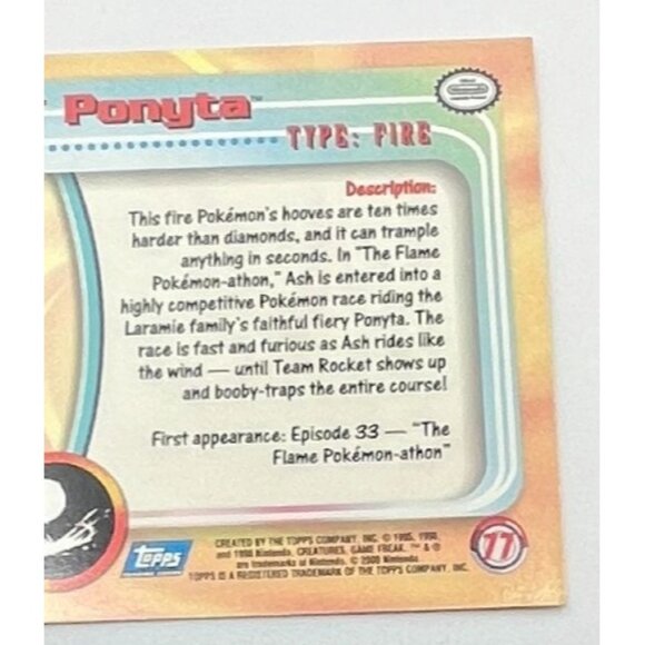 Ponyta Pokemon Card Topps #77 TV Animation Edition Series Blue Logo - Picture 4 of 5